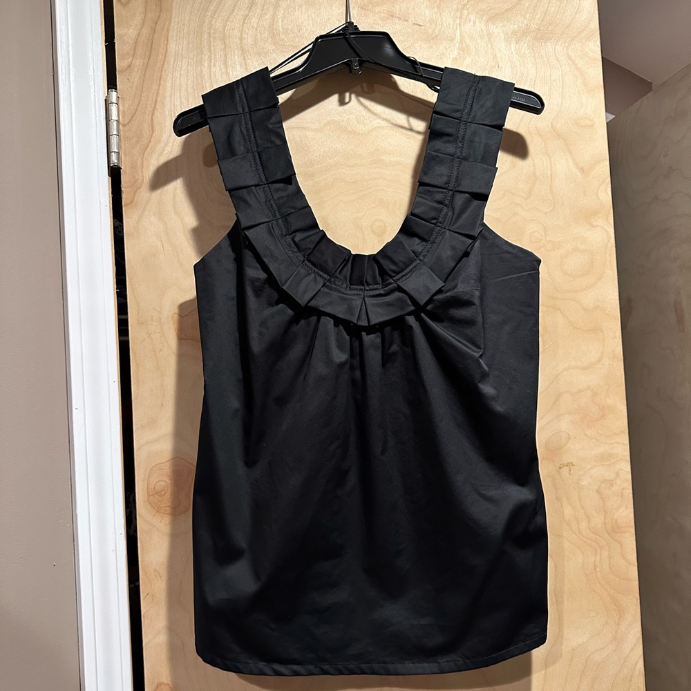 ZARA black tank top feminine pleat neckline